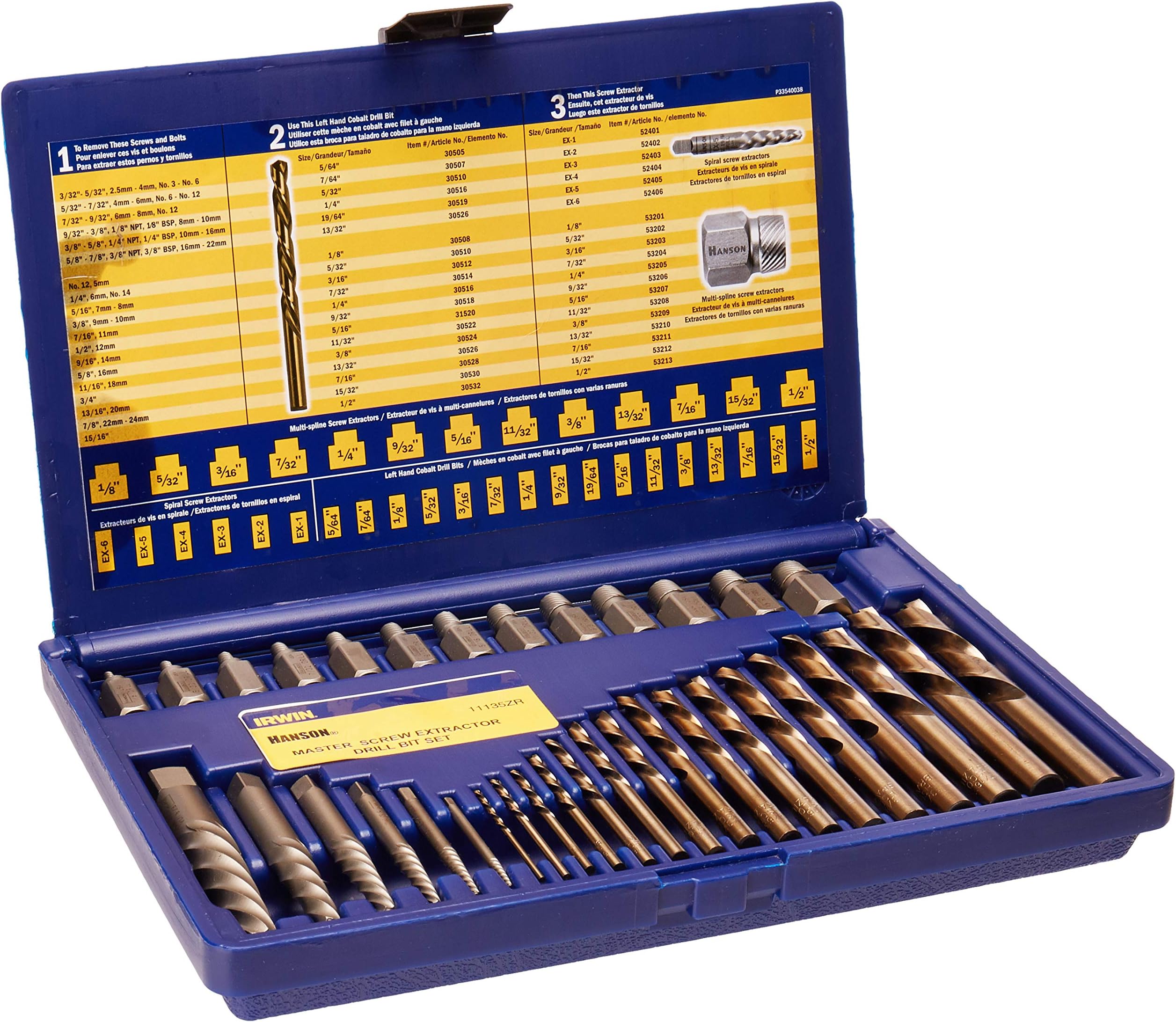 Tools Hanson Screw Extractor and Drill Bit Set, 35 Piece, 11135ZR