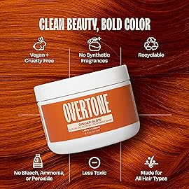 Overtone Semi Permanent Hair Color Conditioner, Ginger Glow, 8 oz, Nourishing, Damage-Free, Color Depositing Mask for All Hair Types with Shea Butter & Coconut Oil, Vegan & Cruelty-Free