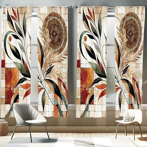 Miniatura 19 de Ambesonne Cortinas de ventana de lunares, círculos repetidos clásicos a la antigua, formas redondas, ilustración retro, juego de 2 paneles Rosa