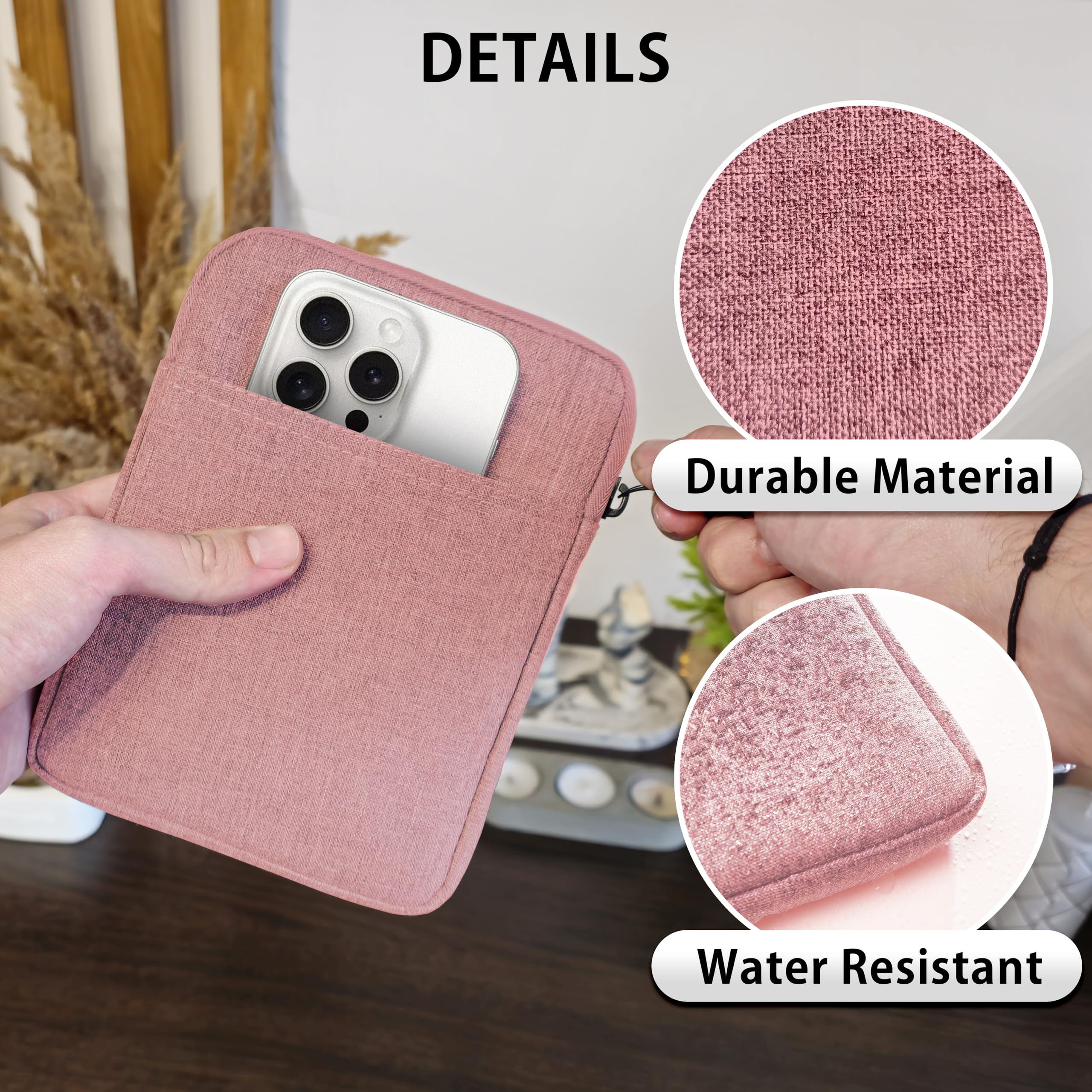 MyGadget Borsa Nylon 6" - Case Protettiva per Tablet - Custodia Sleeve per E-Reader Kindle Paperwhite | Apple iPhone 12 Pro | Tablet - Colore Rosa