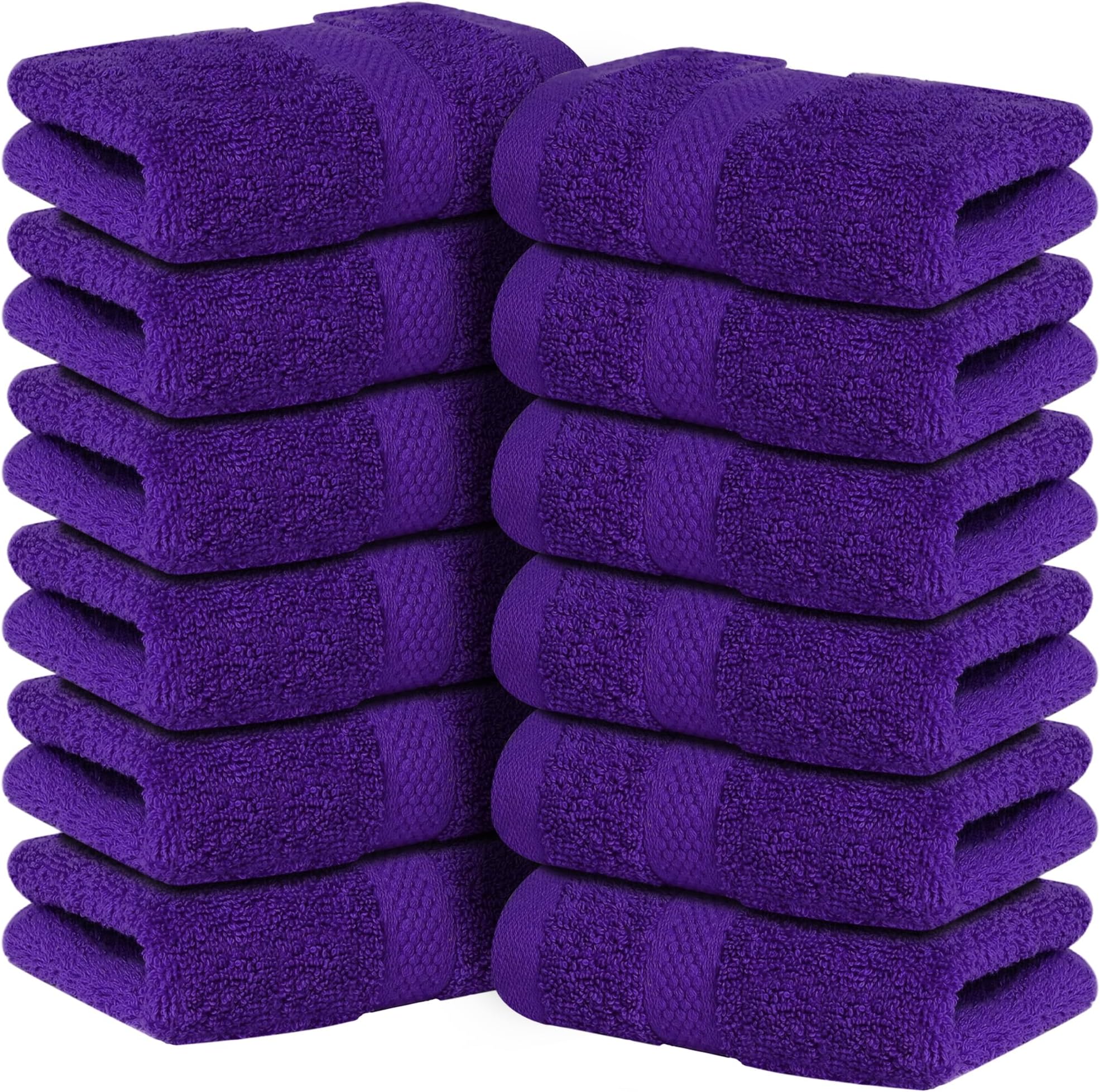 Infinitee Xclusives - 12 Pack Face Cloths |30x30 cm| 100% Cotton Wash Cloths - Ultra Soft & Highly Absorbent Fingertip Towels for Spa, Gym, Hotel & Bathroom |Profound Purple|