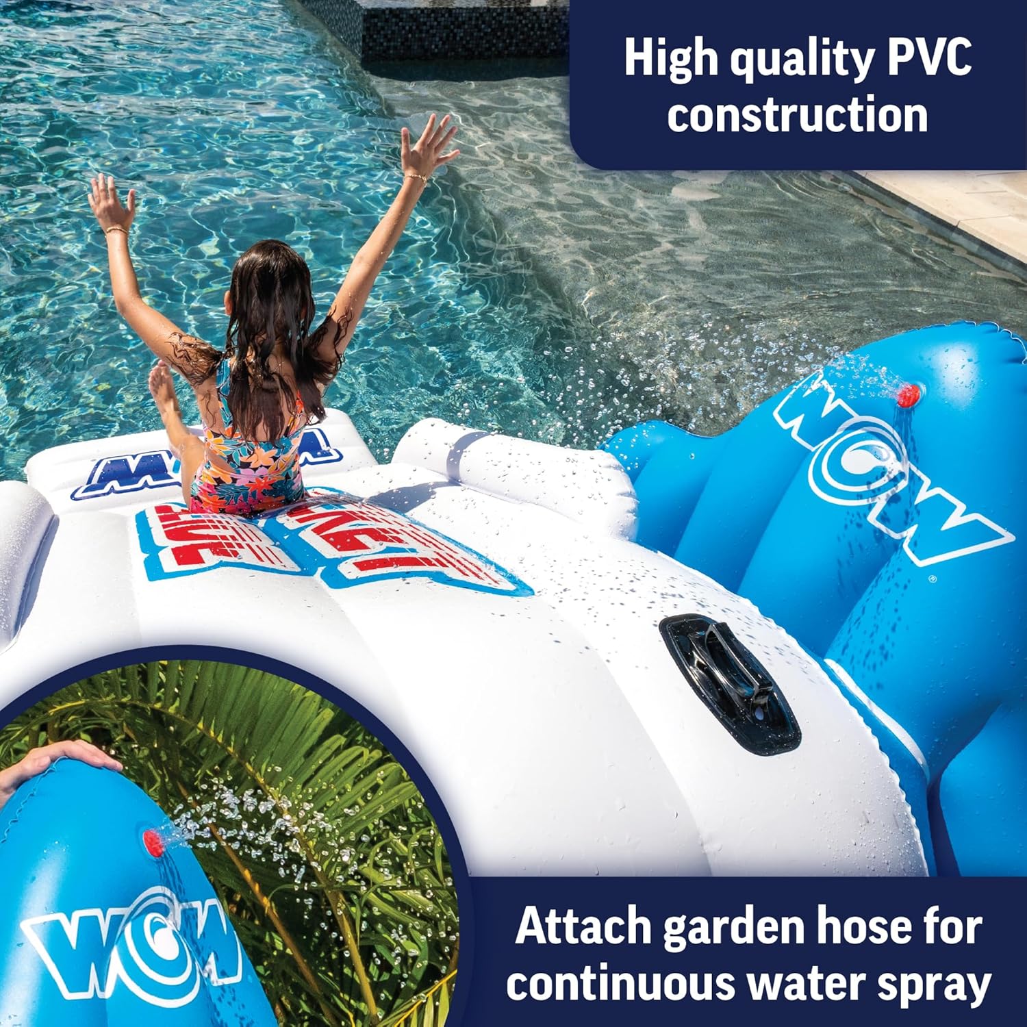 Wow Sports Rocket Slide Inflatable Pool Slide - with Built in Sprayer for Kids and Adults - Portable Pool Slides - Durable Vinyl