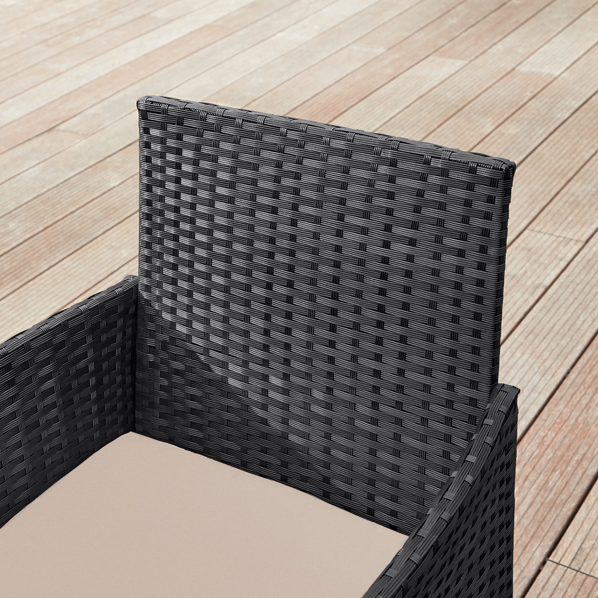 SONGMICS Set di mobili da Balcone mobili da Giardino in polyrattan PE Set Lounge mobili da terrazza Esterno Patio Balcone Giardino Nero Tortora GGF004B05