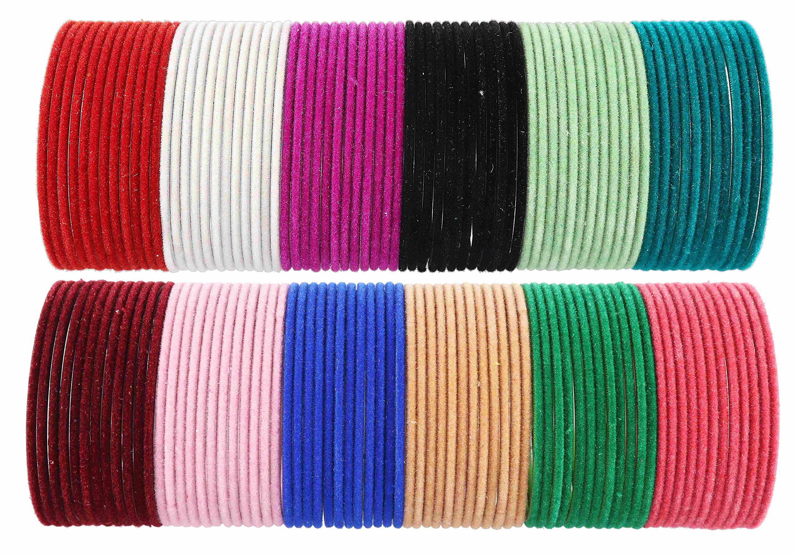 NMII Stylish Metal with Zircon Stone & BallChain Linked Velvet Bangles Set For Women and Girls | Fancy Metal Bangles | Womens Bangles, (Velvet-Multi-2.8 Inches), Pack Of 144 Bangles Set (B09D3N5F9H) Amazon Price History, Amazon Price Tracker