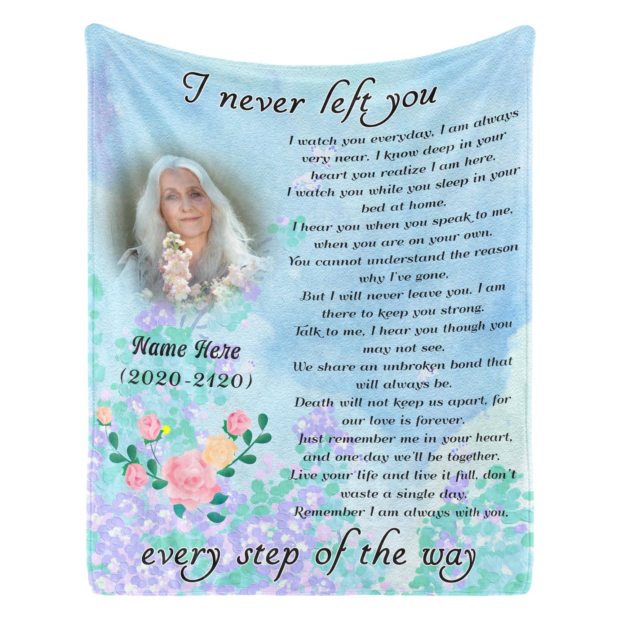 PUREFLY Personalized Memorial Blanket with Photos in Loving Memory for Loved Ones Lost,Custom Memorial Gift Loss of Dad Mom Son Daughter,Bereavement