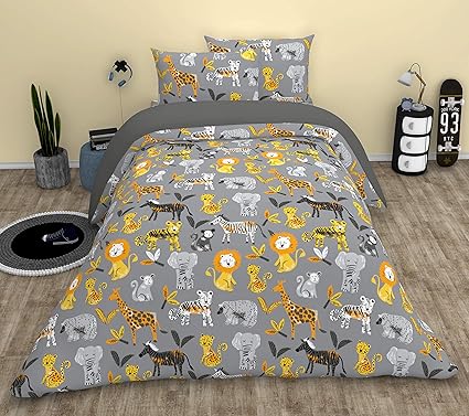 Loreto ? A Quality Linen Brand 180 TC 100% Cotton Single Bedsheet with 1 Pillow Cover - Kids, Multi Colour