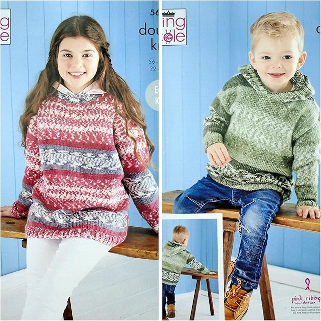 Knitting Pattern Childrens Long Sleeve Jumper and Hoodie in Fjord DK 5650 King Cole