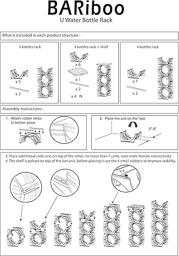 Miniatura 5 de Estante apilable para almacenamiento de botellas de agua, organizador de 5 galones, soporte para jarra de cocina, gabinete y organización de