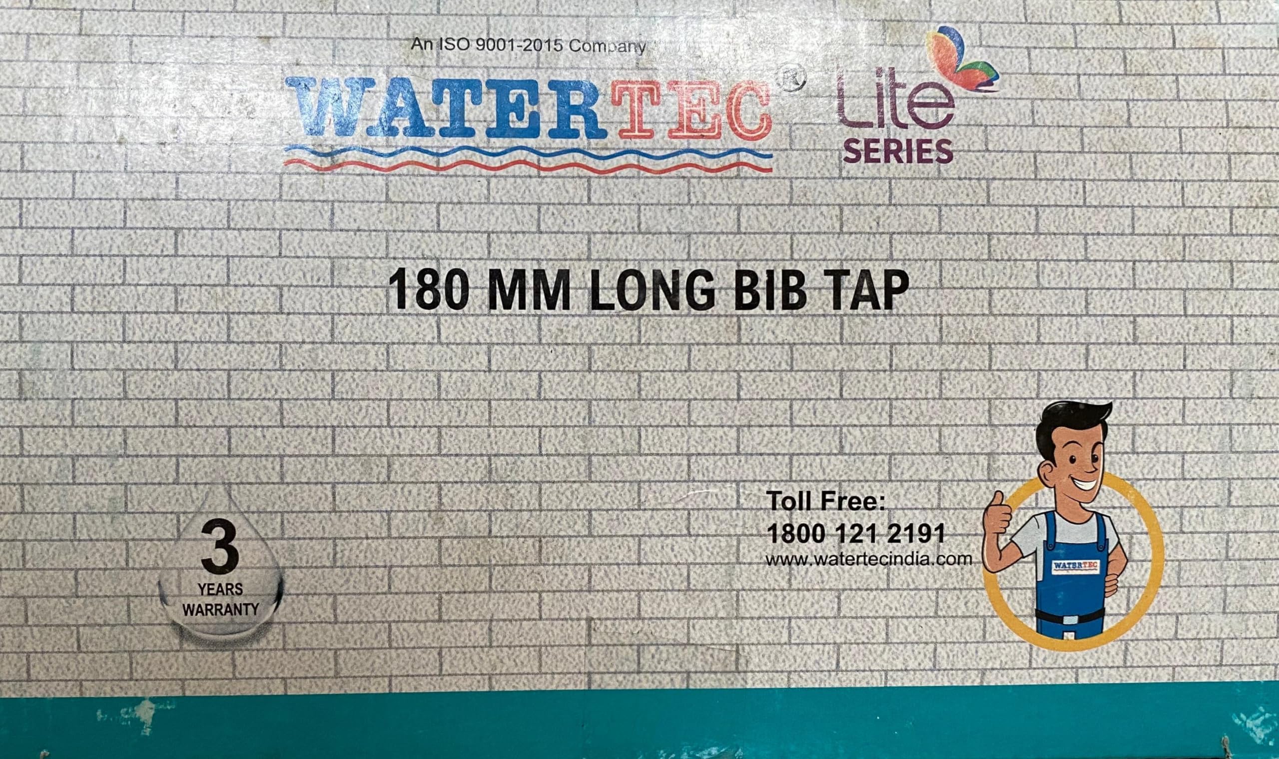 Watertec Lite Series 180 MM Long Body Bib Tap EVA for Kitchen Bathroom Home Wall Mount Tap (Charcoal and White), 3 Years Warranty-image-2