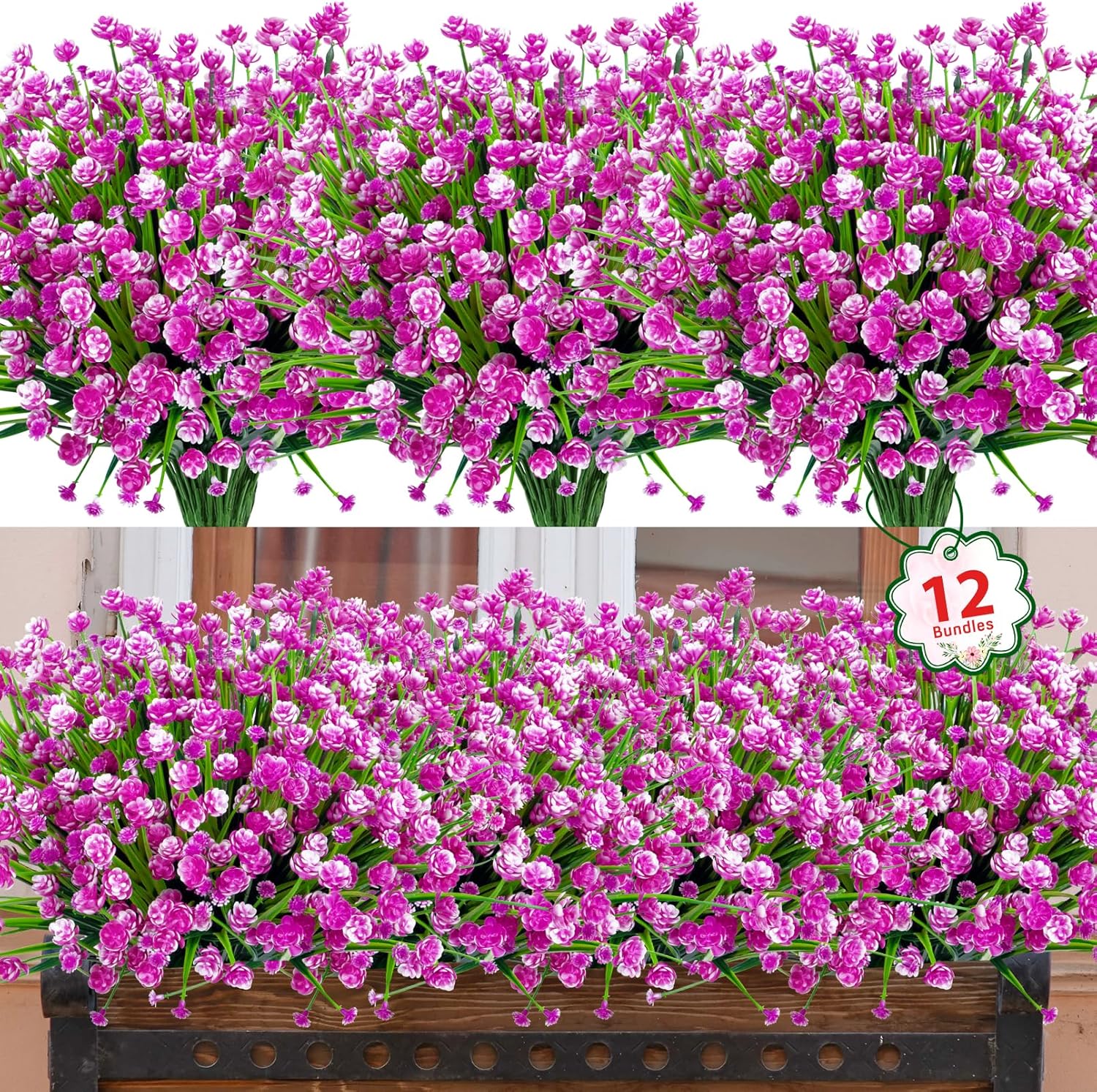 Ouddy Decor 24 Bundles Artificial Flowers for Outdoors UV Resistant Fake Plastic Plants Faux Greenery Stems for Spring Summer Indoor Garden Patio Window Box Kitchen Home Decor, Yellow