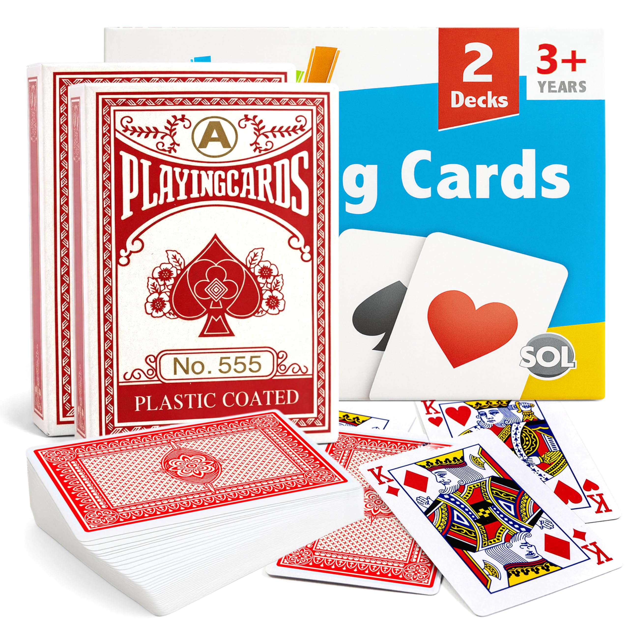 SOL 2 Pack Playing Cards UK, Mini Plastic Deck Multipack for Adults, Poker Gift Set, Premium, Lightweight, Cool Design for Funny Game Nights, Travel and Entertainment