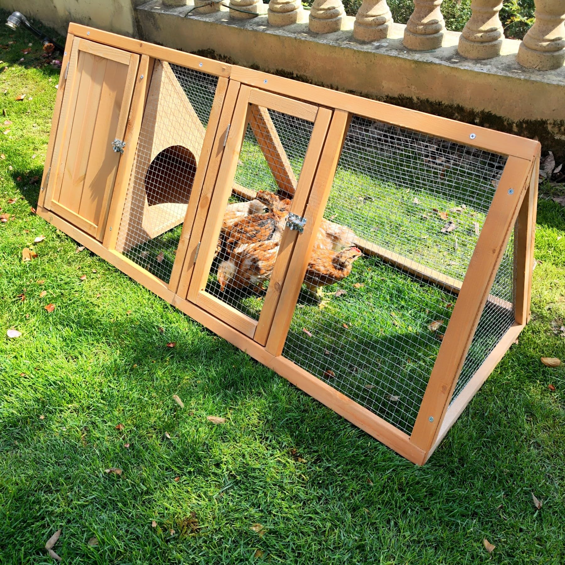 View 1 of ***STOCK PHOTO FOR REFERENCE ONLY***
Kecreque Rabbit Hutch Outdoor Chicken Coop Run A-Frame Bunny Cage Wooden Quail Cage w/ 2 Door & Ventilated Wire Fence Small Animal Cage for Garden Backyard Farms 47 x 18 x 19.5 in