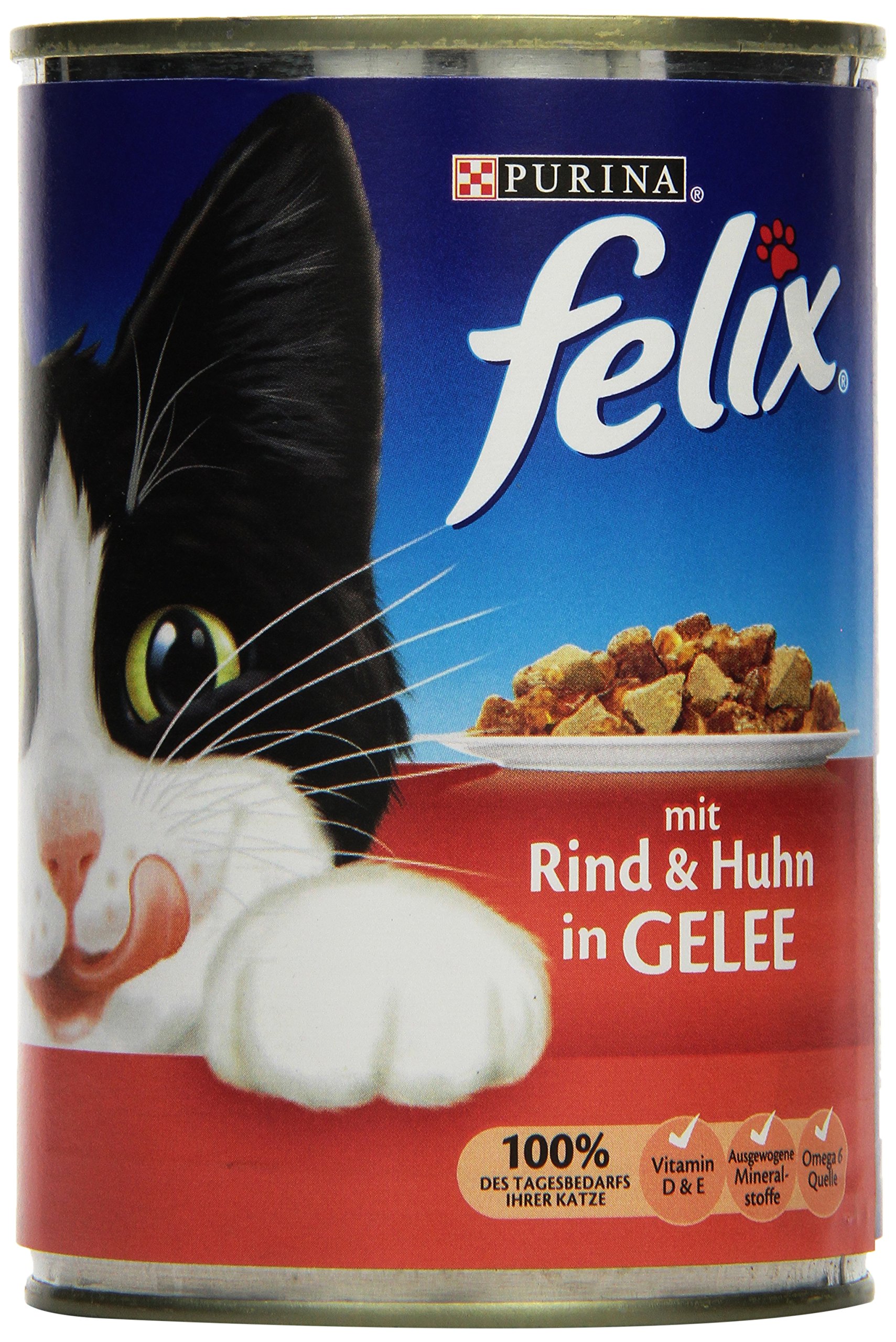 Felix mit Rind & Huhn in Gelee , 24er Pack (24 x 400 g) : Amazon.de:  Haustier