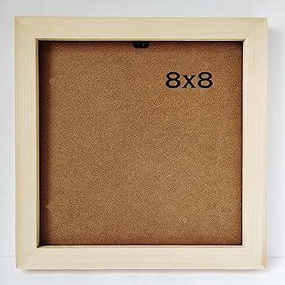 8x8 Photo Frame Solid Wood Frame Square 8x8 Picture Frame. Environmental Protection, no Paint. Protection Panel Plastic Material. Wall or Tabletop Display.