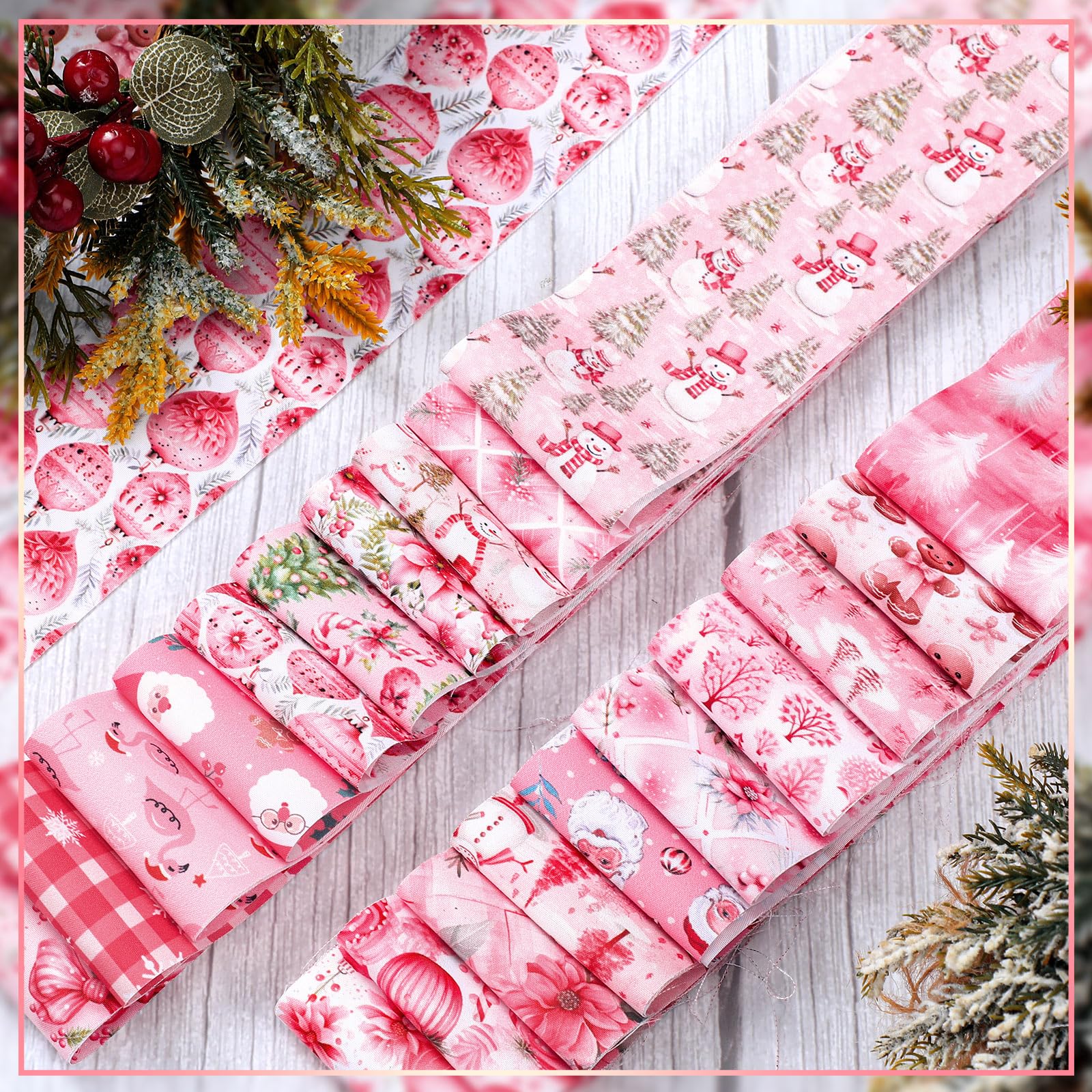 Amazon.com: Fanfanwin 40 Pcs Pink Christmas Quilting Fabric Roll