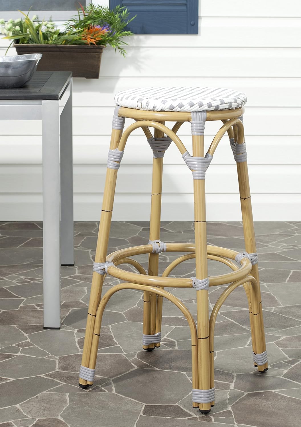Safavieh Home Collection Kipnuk Grey&White Indoor/ Outdoor Barstool