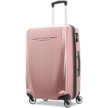Winfield 3 DLX Hardside Expandable Luggage with Spinners, Checked-Medium 25-Inch, Rose