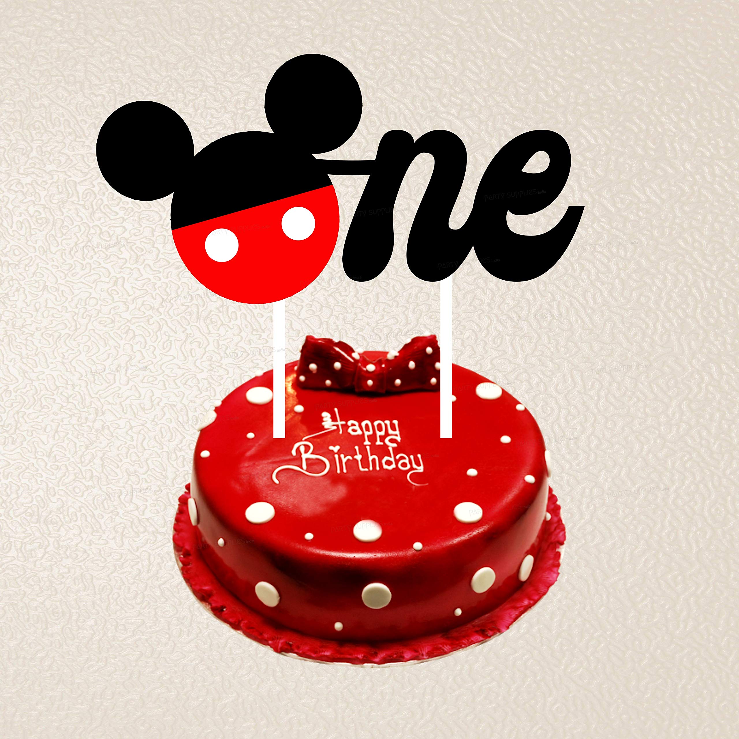 Party Supplies India™ Customized Mickey Mouse Theme Cake Topper with Boy/Girl Name and Age