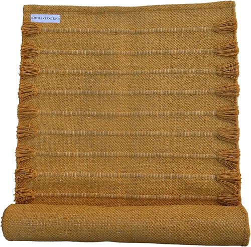 Jaipur art & Rugs - Tapete de yoga de algodón orgánico, ecológico, tejido a mano, antideslizante y grueso (0.945 x 2.835 x 0.197 in) para fitness