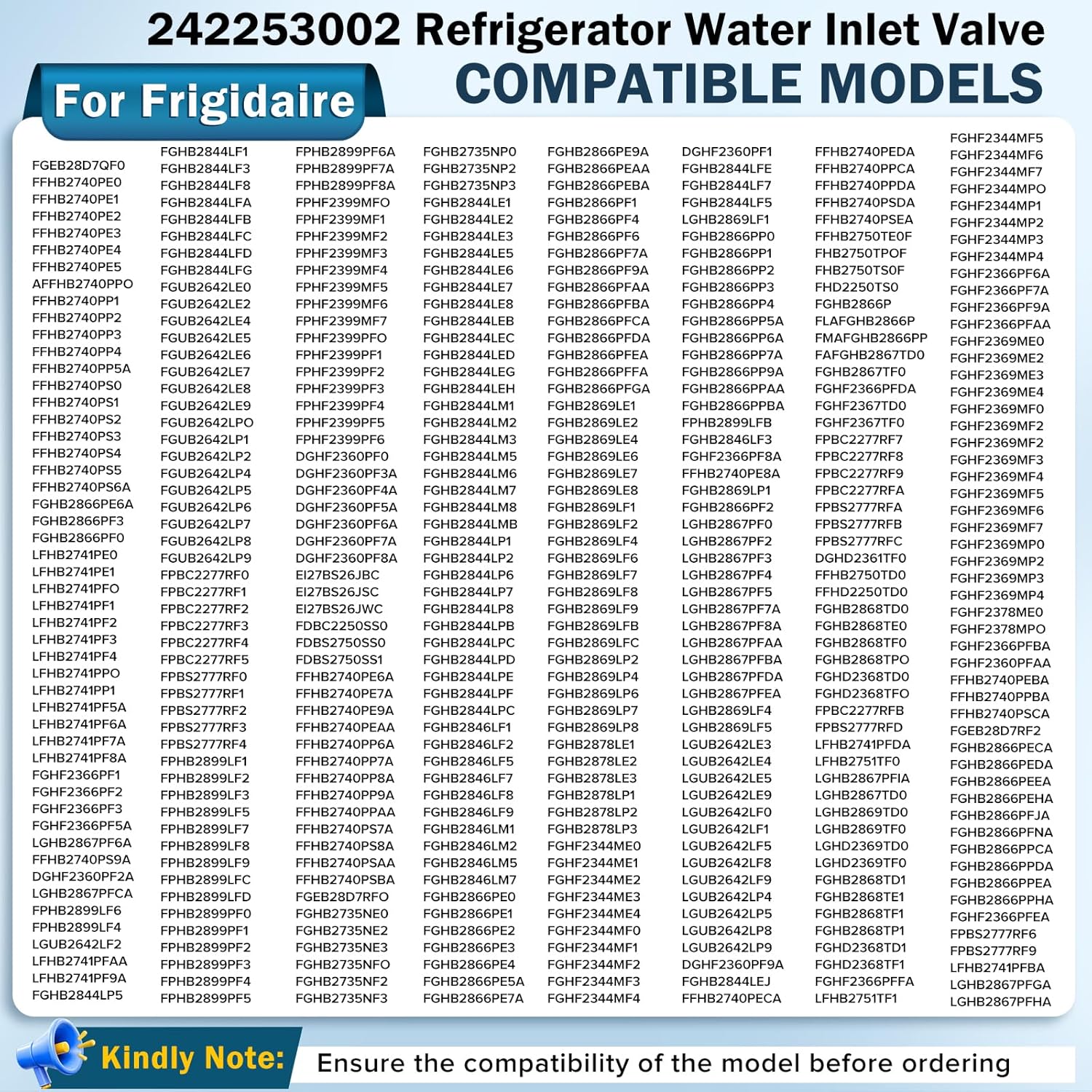 242253002 242102201 Refrigerator Water Inlet Valve Replace Part: 2689640, AP5669874, PS7321353, EAP7321353, Compatible with Frigidaire Electrolux Kenmore Crosley Ikea, etc Refrigerators