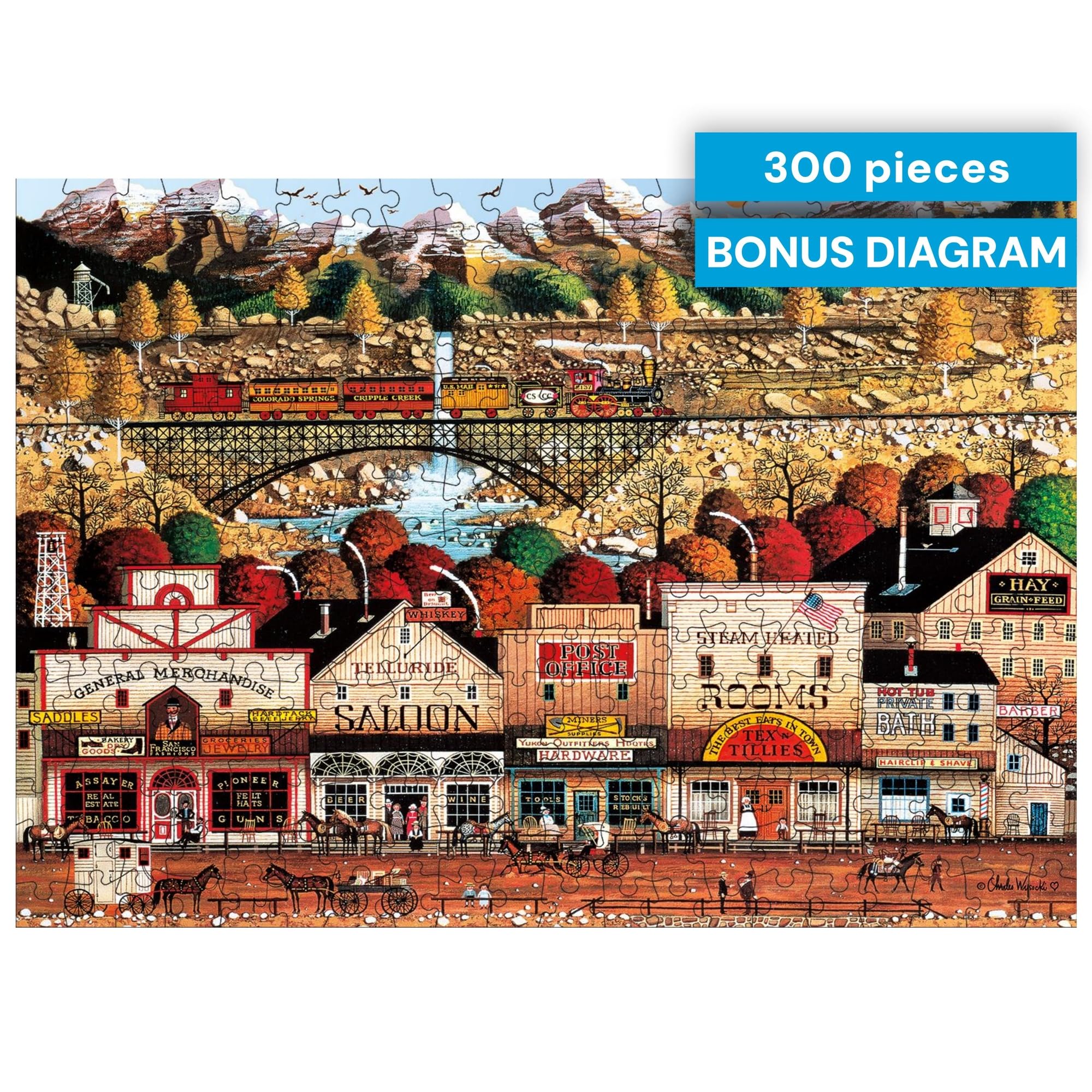 Amazon.com: Buffalo Games Oversize Puzzle – Sleepy Town West by