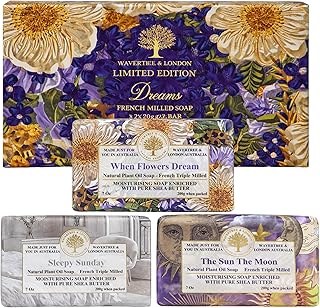 Dreams Bar Soap Gift Set, 3 Pack Australian Triple Milled Natural Bar Soap with Organic Shea Butter & Essential Oils, Moisturizing Plant-Based Bath & Body Soap Bars for Women & Men