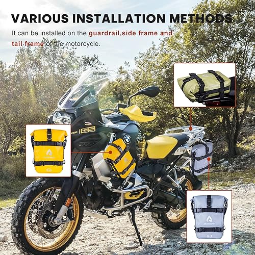 Miniatura 6 de Bolsa impermeable para parachoques de motocicleta de 6 L, bolsa de barra de choque con correa para el hombro, bolsa de marco lateral para