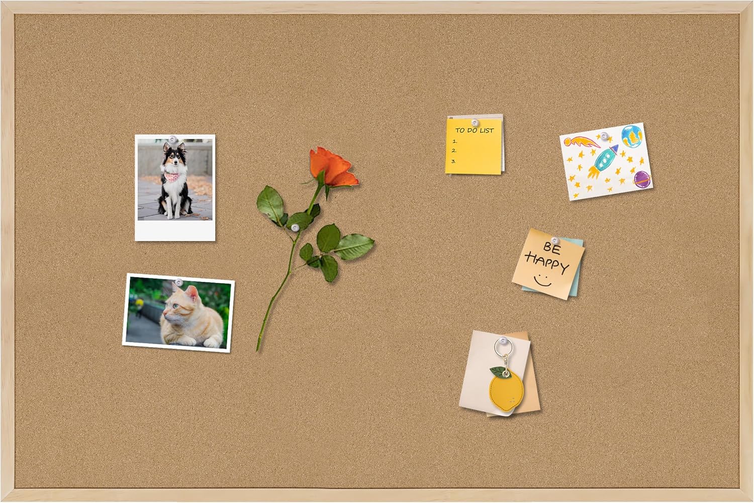 Photo 1 of Cork Board Bulletin Board,36x24 Cork Board for Office with Pin Oak Wood Boards,Message Board or Vision Board Decoration.