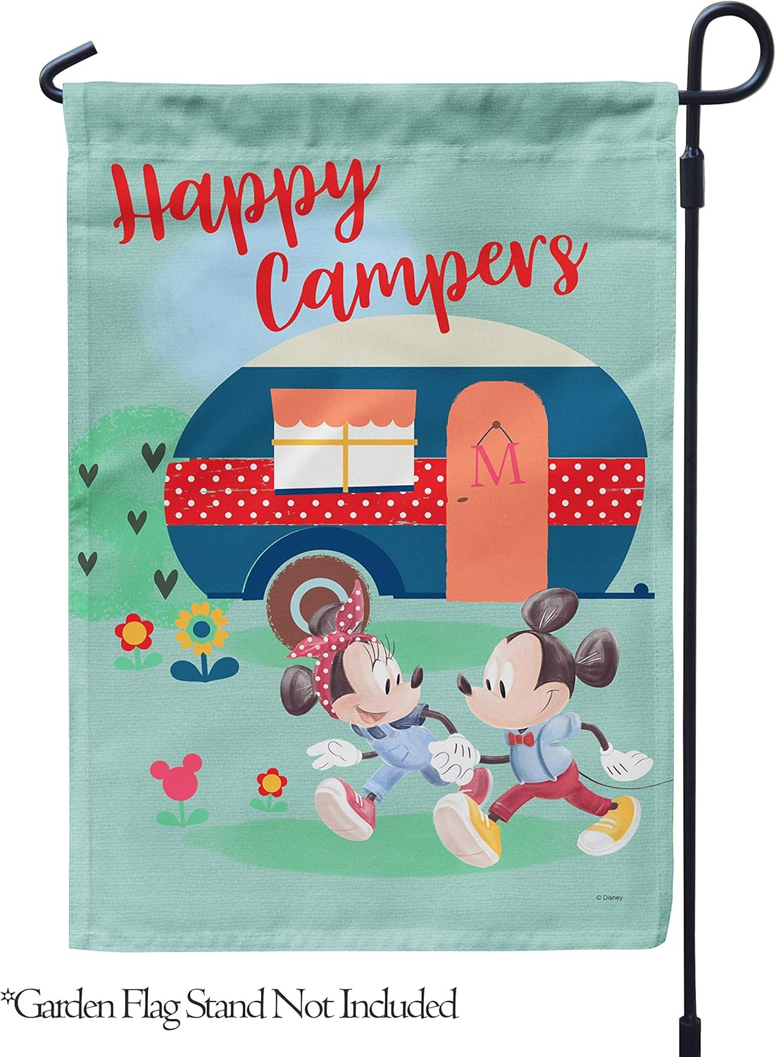 Flagology, Disney, Mickey Mouse & Minnie Mouse, Happy Campers Mickey & Minnie, Outdoor, Garden Flag 12" x 18", Exclusive Premium Fabric, Officially Licensed Disney