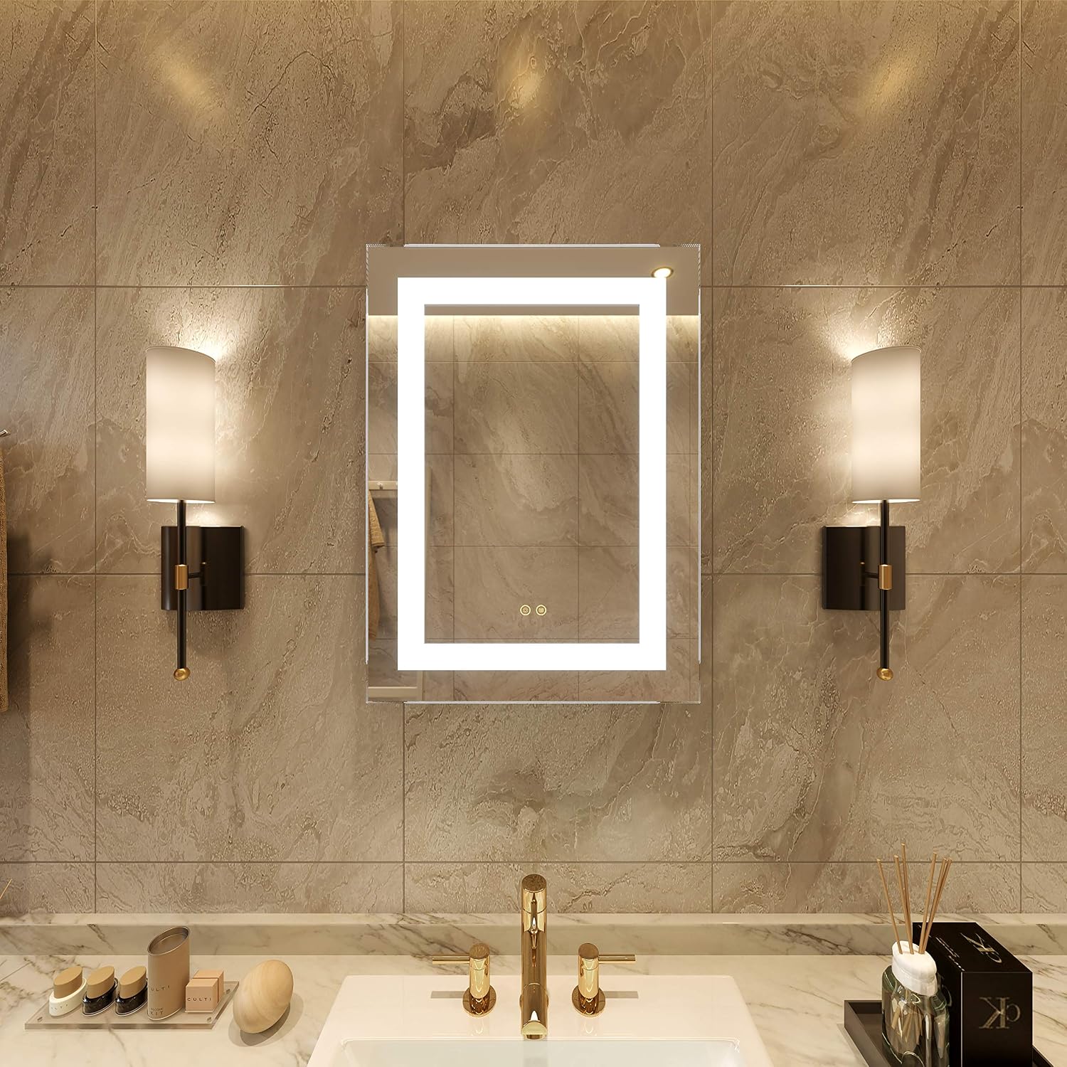 Super Brands Petus PetusHouse 28 X 28 Inch LED Lighted Bathroom Mirrors, Wall Mounted White Light Dimmable Anti-Fog Memory Touch Button Waterproof CRI>90 5MM Copper Free Mirrors 🛒 Flash Sale Petus PetusHouse 28 X 28 Inch LED Lighted Bathroom Mirrors, Wall Mounted White Light Dimmable Anti-Fog Memory Touch Button Waterproof CRI>90 5MM Copper Free Mirrors