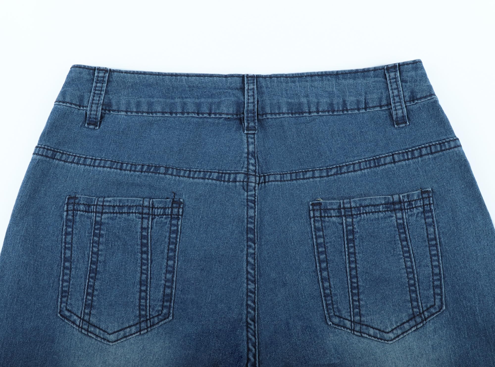 XKBHYD Ladies Embroidered Jeans Womens Wide Leg Bell Bottom Denim Pants Vintage Stretch Butt Lifting Washed Jeans