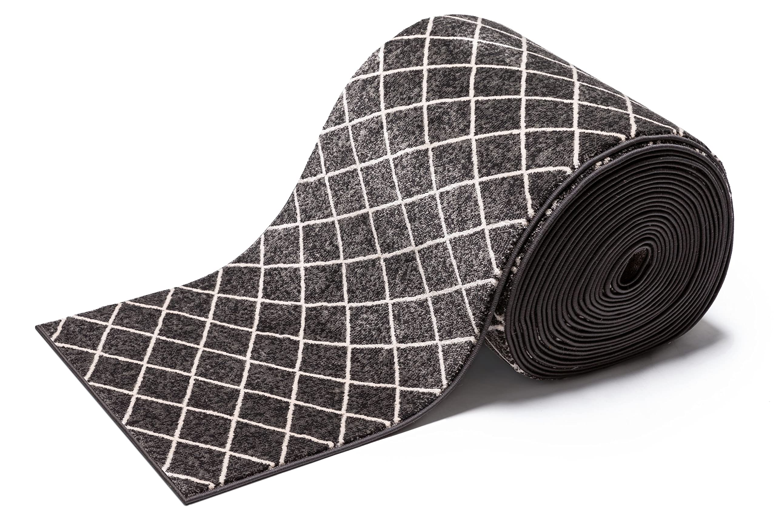 Well Woven Custom Size Runner - Choose Your Length - Aidah Dark & Grey Diamond Lattice 31 Inches Wide x 25 Feet (31