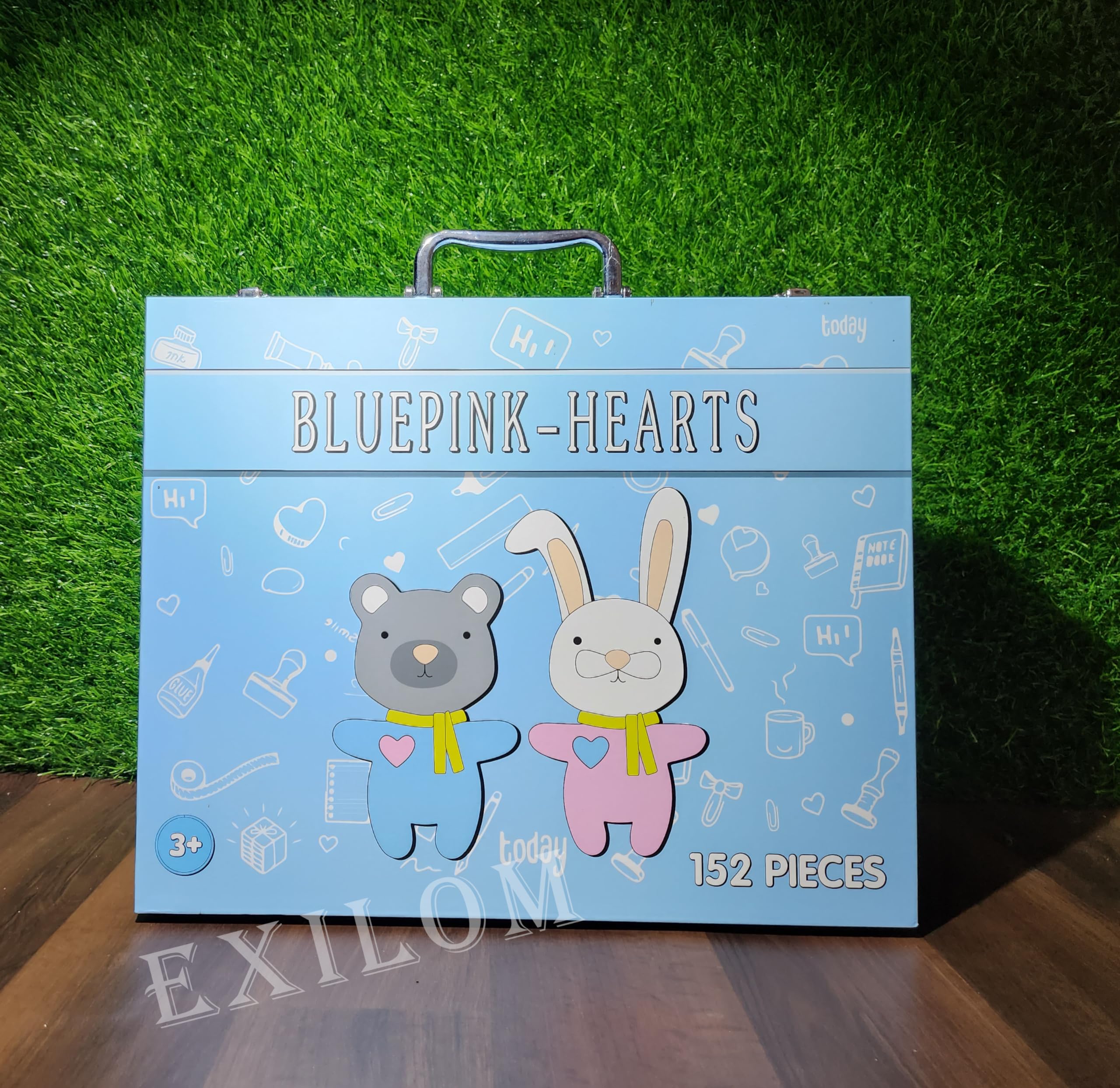 EXILOM 152-Piece Art Supplies Set for Kids, Layers Drawing Supplies for Kids Boys Girls Ages 8 9 10 11 12, Portable Aluminum Case Art Kit (Unicorn Pink) (Style 3)