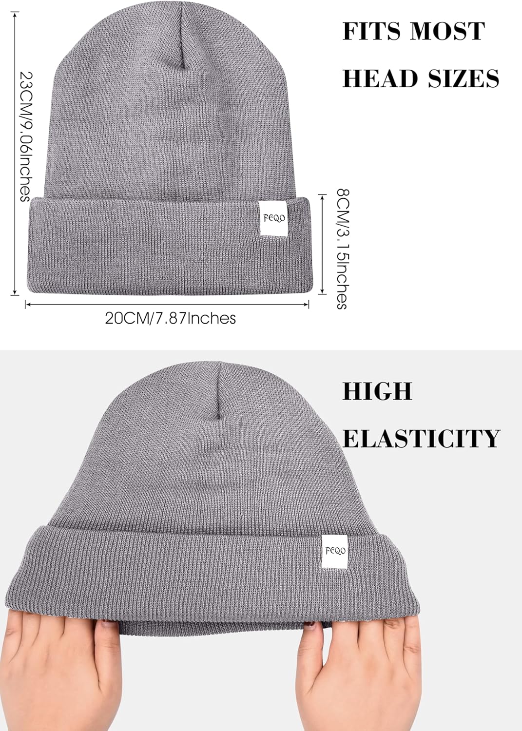 FEQO 6 Pack Satin Lined Beanie Soft Silk Lined Beanies Knit Winter Warm Cuffed Hats for Women Men - Image 3