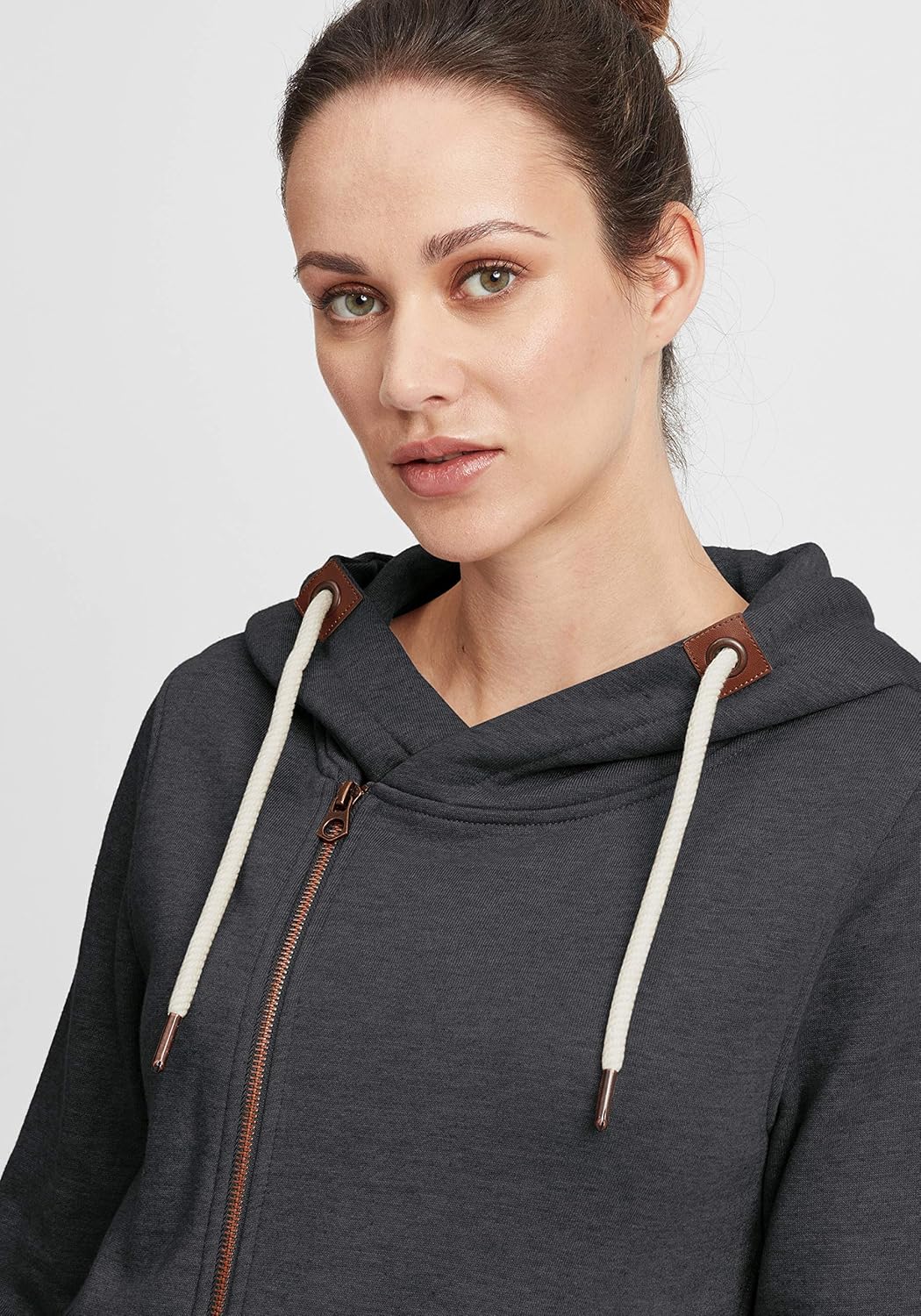 Oxmo Vicky Womens Sweat Jacket, Hooded Jacket. M Dar Grey M (798288)