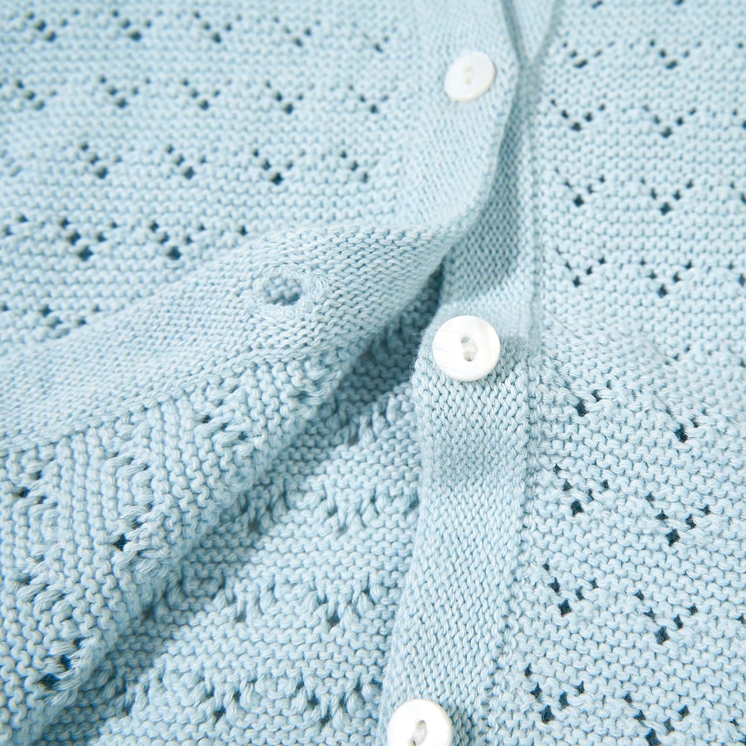 Miipat Baby Girl Sweater Knit Toddler Cardigan Long Sleeve Button Up Hollow Crochet Sweater - Image 6