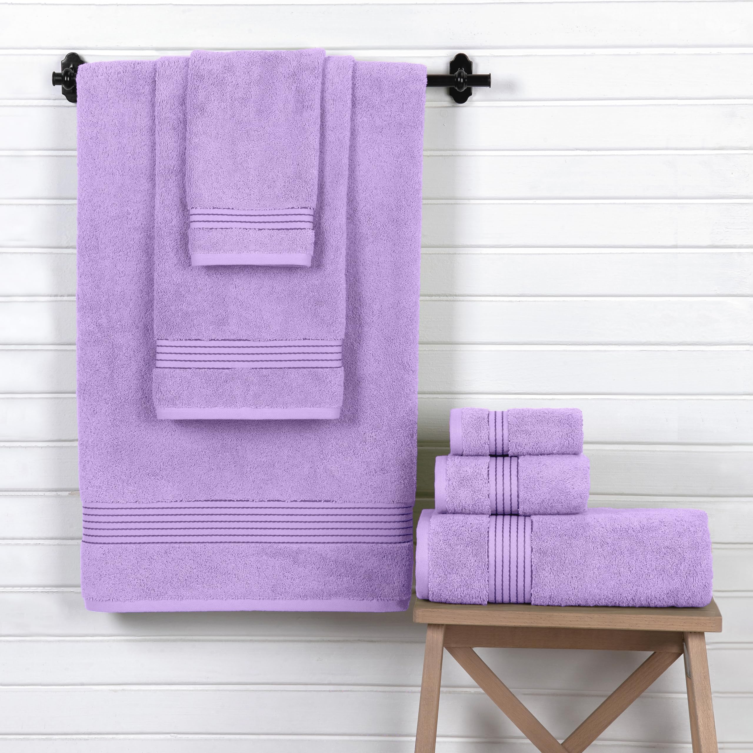 Elegant Comfort Lot de 6 Serviettes en Coton de qualité supérieure - Comprend 2 débarbouillettes, 2 essuie-Mains et 2 Serviettes de Bain, 100% Coton Turc, très absorbantes et Super Douces, pour Salle