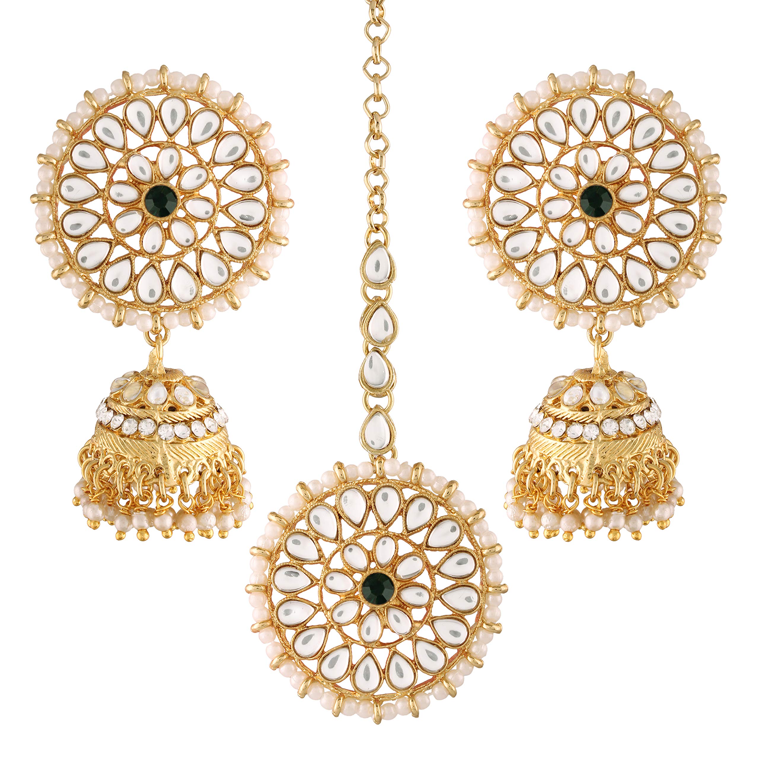 I Jewels Traditional Gold Plated With Antique Finish Kundan & Pearl Jhumka Earrings With Maang Tikka for Women/Girls (TE2871G) (B08LVYZK2X) Amazon Price History, Amazon Price Tracker