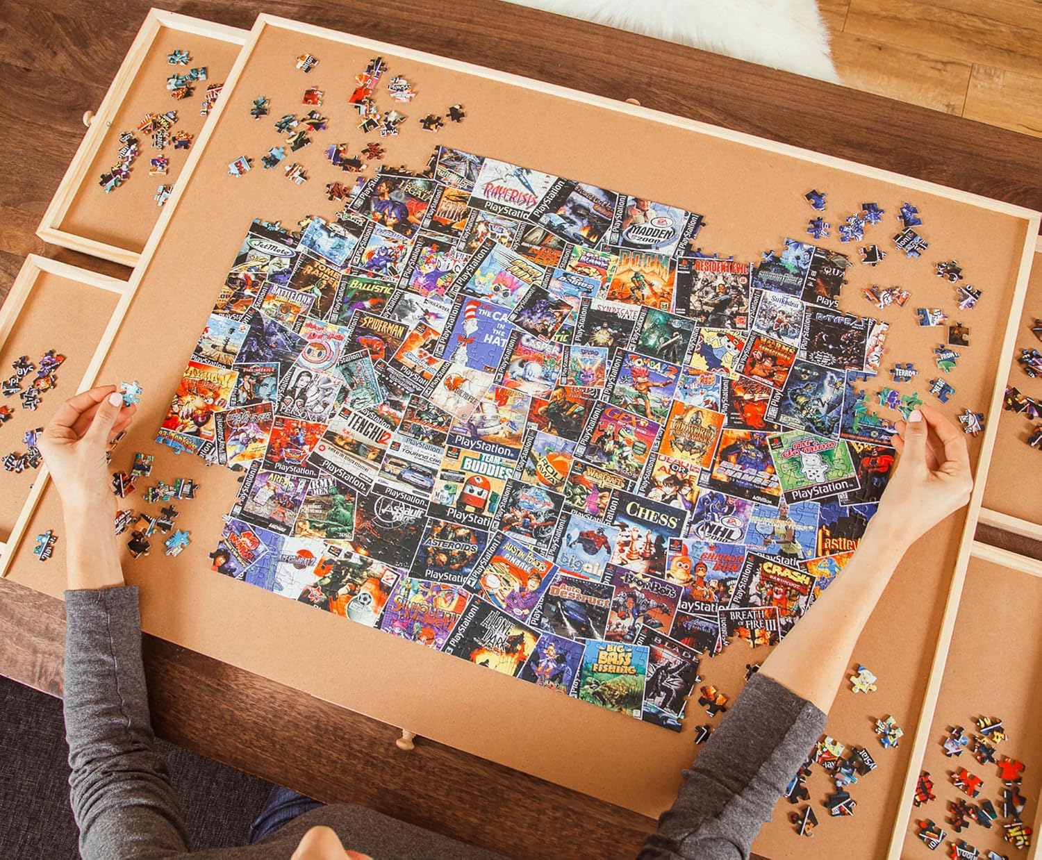 Toynk Video Game Box Collage Puzzle | Jigsaw Puzzle 1000 Pieces for Adults & Kids | Interactive and Fun Brain Teaser for Retro Gaming Enthusiast Featuring Classic PlayStation Box Art | 28x20 Inches