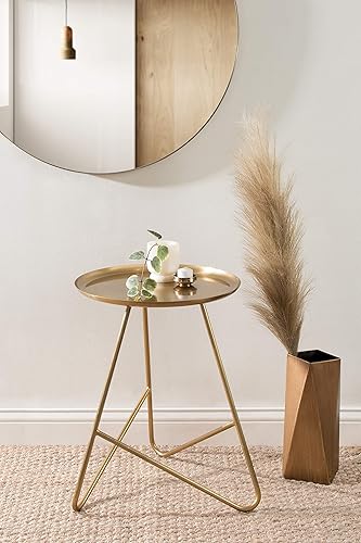 Miniatura 3 de Kate and Laurel Birgit Midcentury - Mesa auxiliar moderna, 16 x 16 x 21 pulgadas, color dorado, mesa auxiliar glamorosa para almacenamiento y