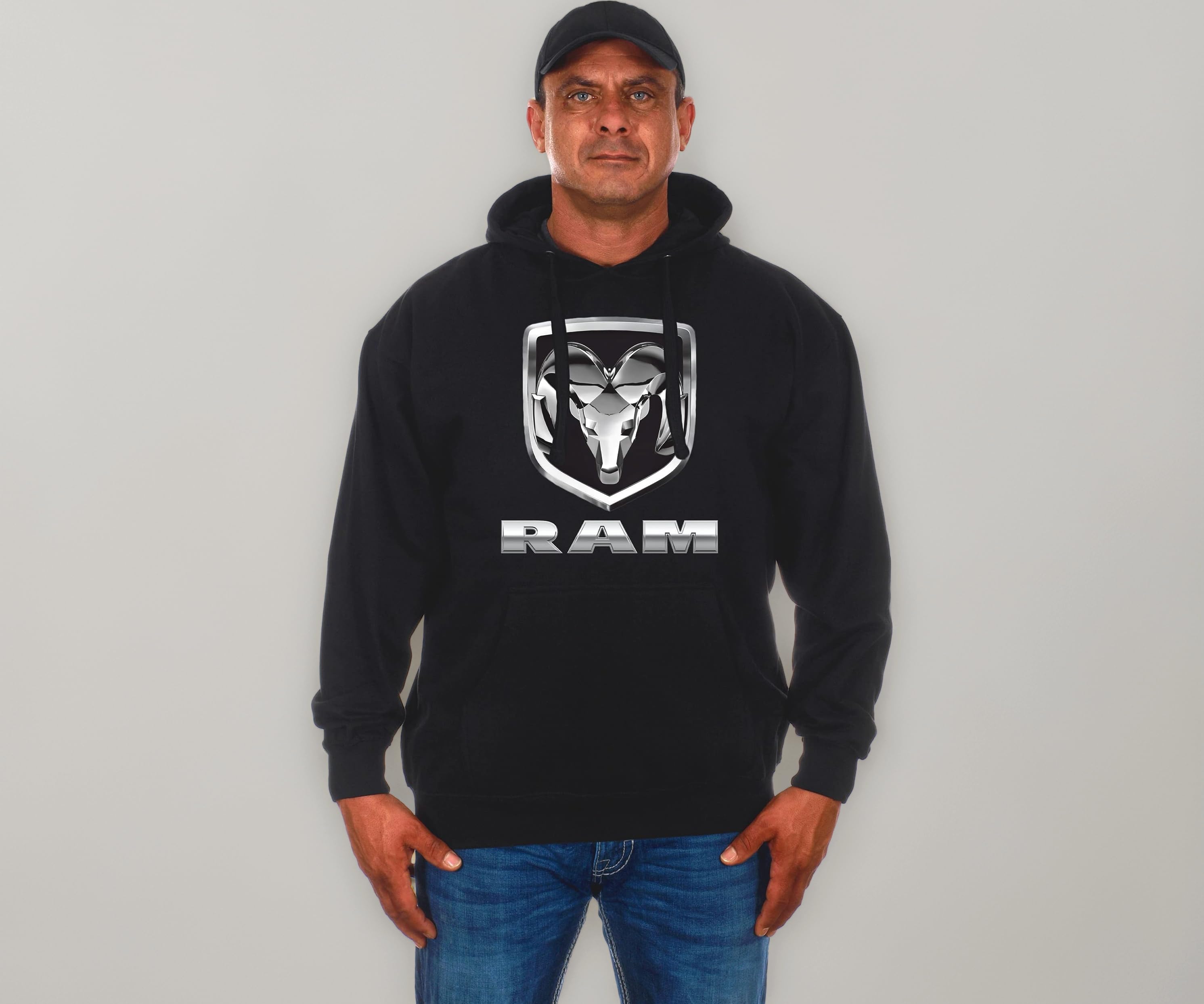 JH DESIGN GROUP Men’s Dodge Ram Pullover Hoodie a Black Sweatshirt for Men