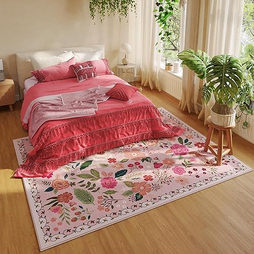 Miniatura 89 de Rugcomf Alfombra de pasillo para cocina, antideslizante, 2 x 6 pies, alfombras lavables con parte trasera de goma, alfombra floral suave para