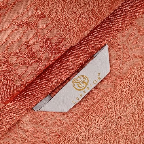 Miniatura 4 de Superior Juego de toallas de algodón de 12 piezas, borde Dobby jacquard floral, secado rápido, baño decorativo, ducha, bañera, incluye 3 cuerpos, 3