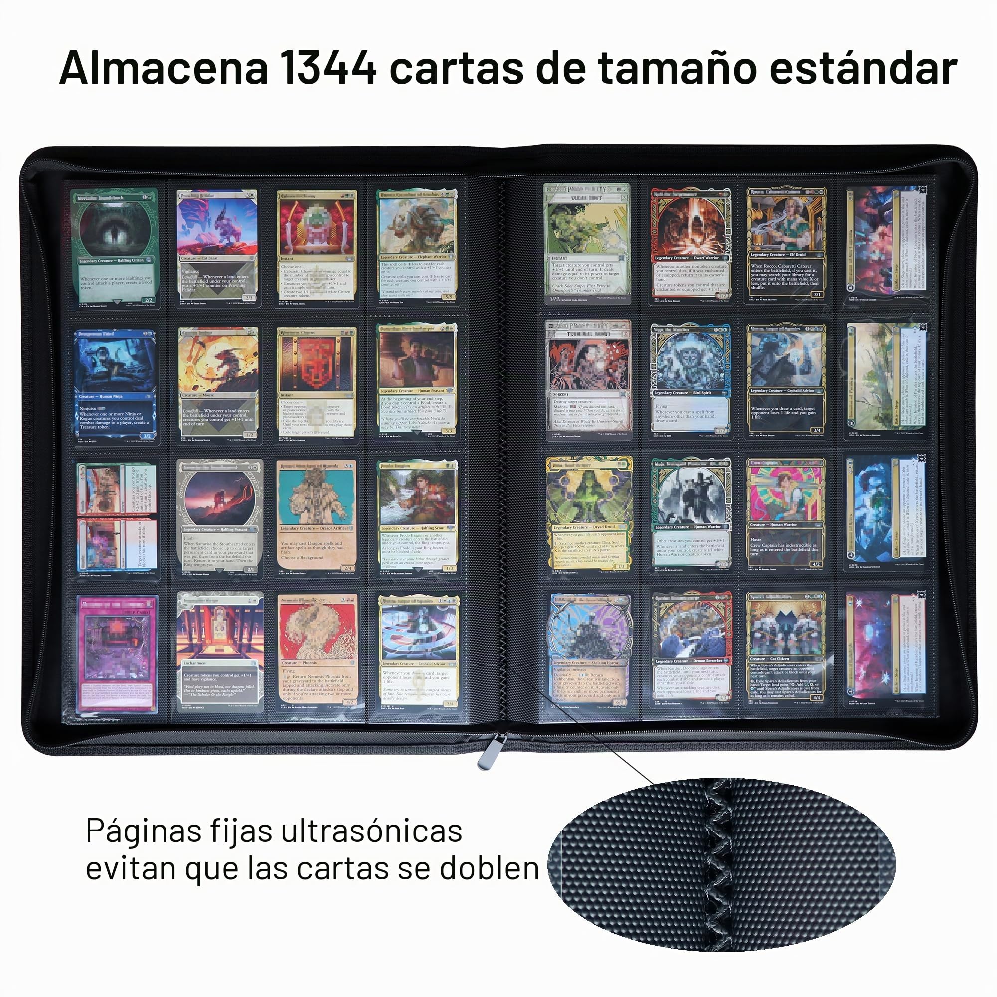 Carpeta de tarjetas de 16 bolsillos, se adapta a 1344 tarjetas de intercambio de carga lateral, álbum de tarjetas sin anillo para TCG y tarjetas deportivas