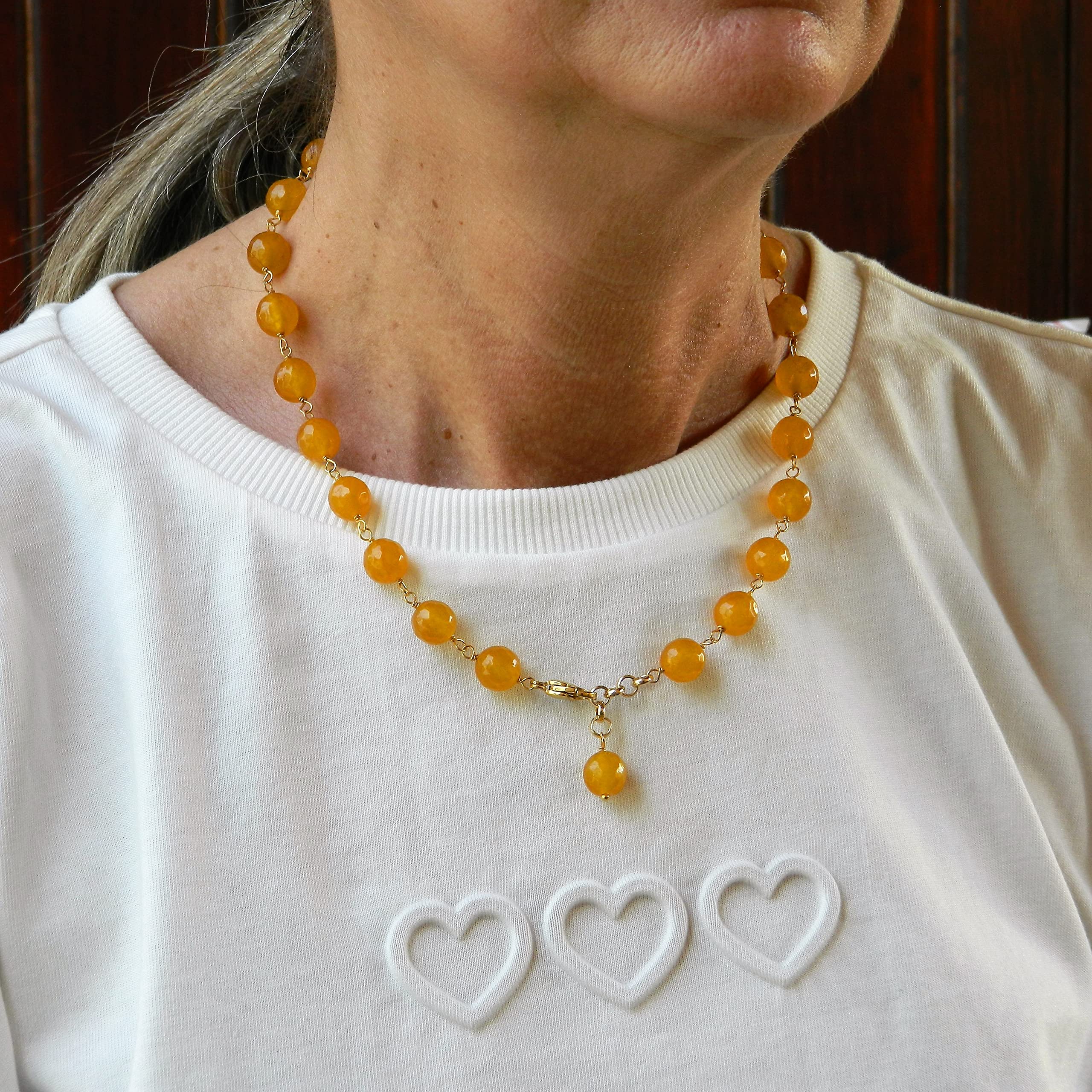 DodiGioielli Collana Girocollo Donna con Giada Gialla