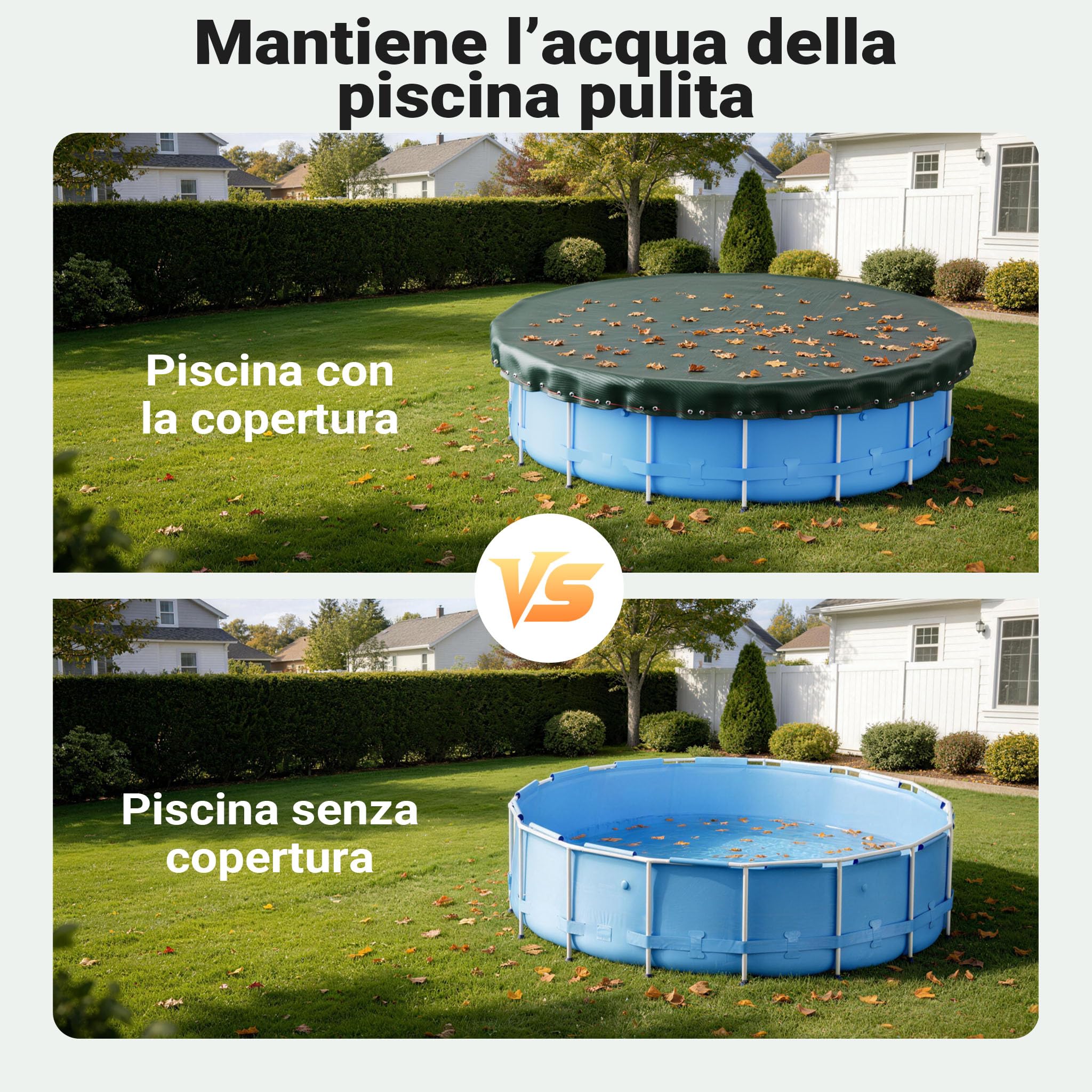 Wiltec Telo di copertura per piscina rotondo Ø 520 cm 2in1 resistente ai raggi UV inverno estate