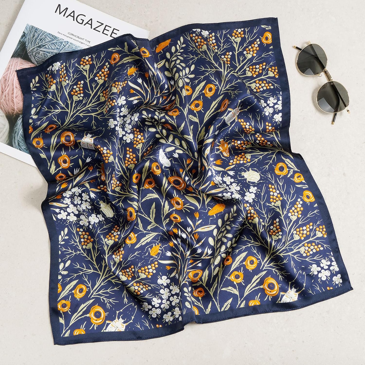 100% Mulberry Silk Scarves for Women Lightweight 21"x21" Square Scarf Small Neckerchief Women Printed Head Wrap - Image 4