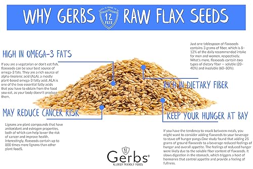 Miniatura 2 de GERBS Semillas de lino dorado crudo de 4 libras. Grado premium  Linaza recién cosechada y empaquetadas en bolsa resellable a granel  Sin OMG, Keto y