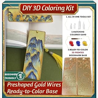 Mountains DIY Bookmark 3D Paint by Numbers Kit for Adults Beginners,Enamel Sand Painting All in One Kit with Tools, DIY Craft Supplies Starter Set, Easy Instructions