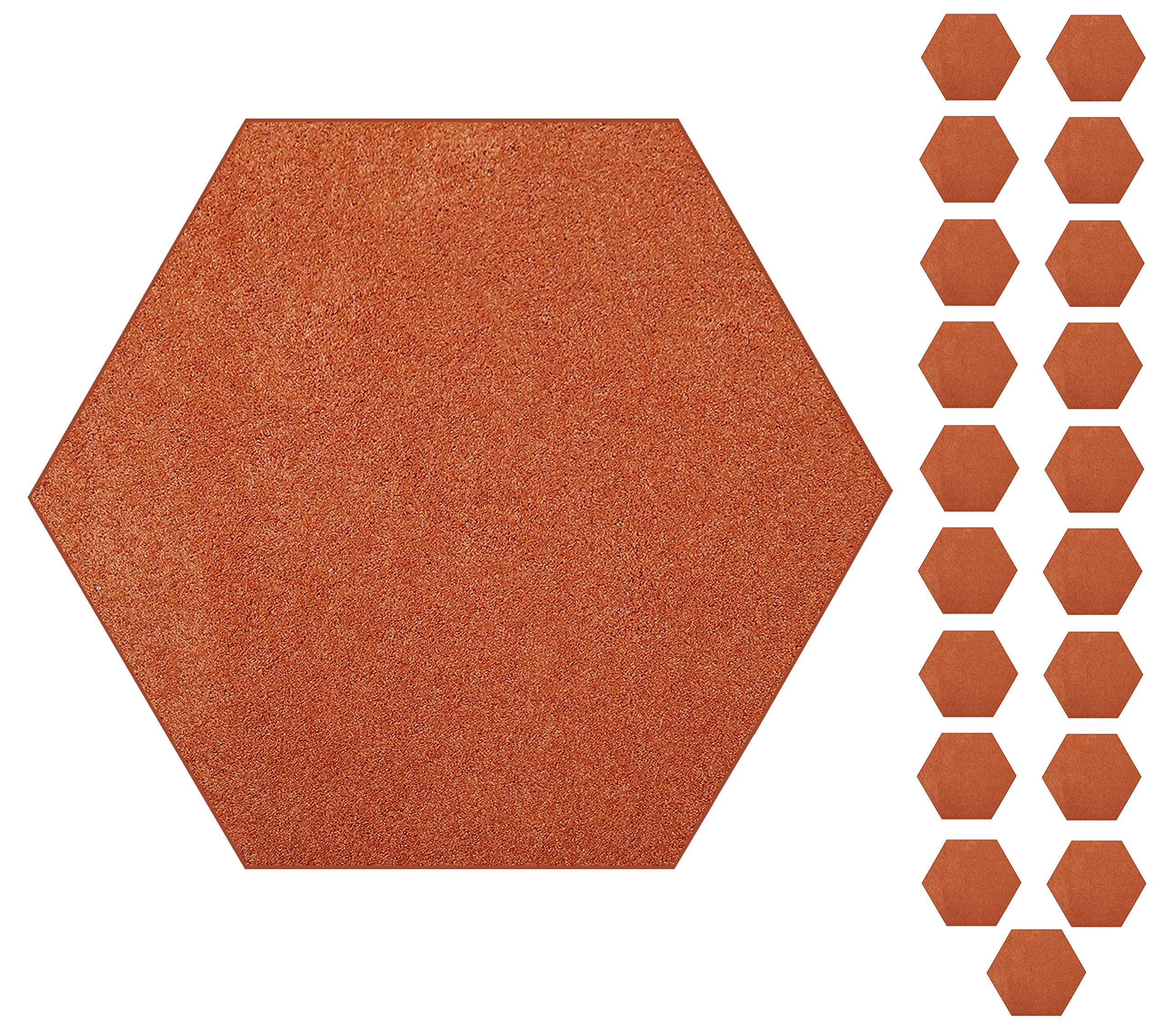 Furnish my Place Modern Plush Solid Orange Color Rug, Indoor/Outdoor Mat, Area Rugs Great for Kids, Pets, Event, Wedding, Living Room, Made in USA, 2' Hexagon - Set of 20